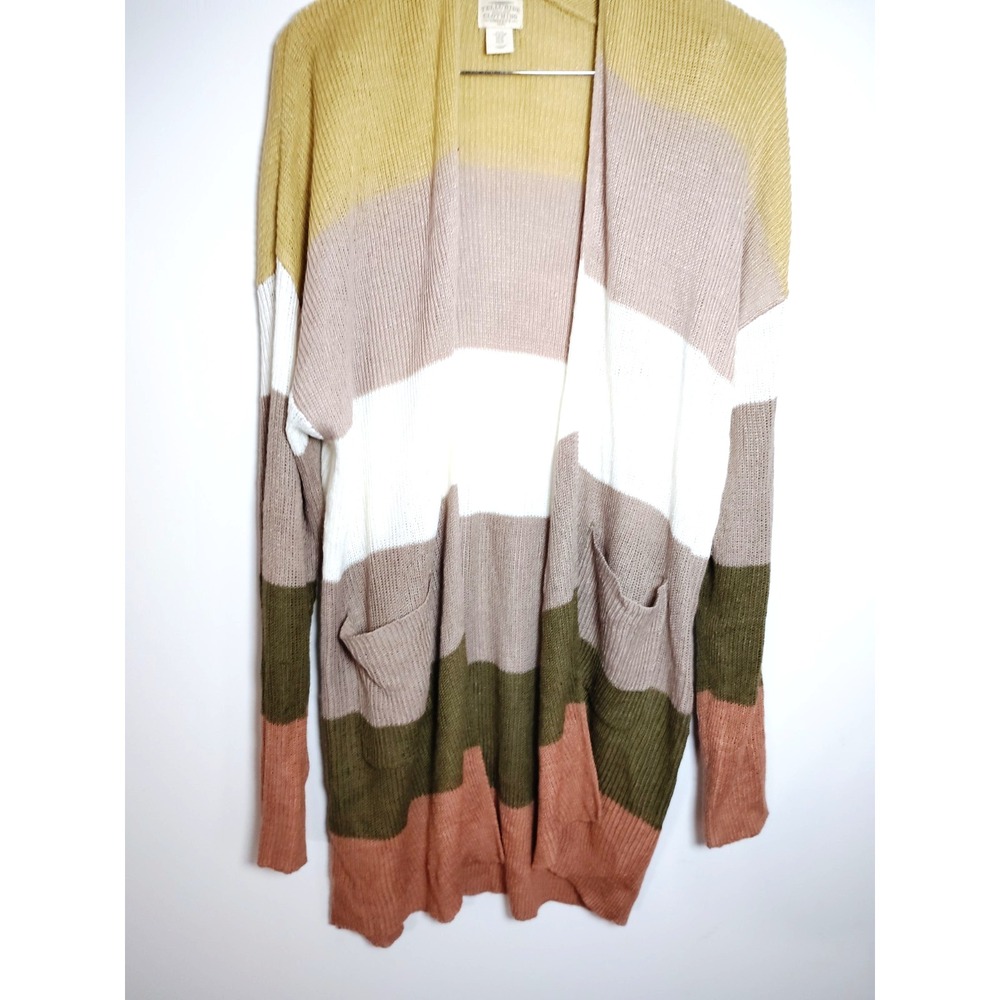 Women XL Color Block Open Front Lagun Duster Western Artsy Academia Y2K Cardigan - Picture 4 of 12